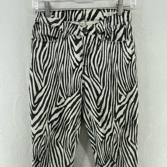 Frame Ankle Jeans Women's Sz 25 Black Le High Straight Zebra Print Denim - Picture 6 of 13